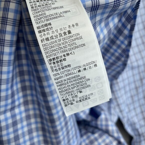 NEW Kirkland Signature Men's 16 34/35 Button down Dress Shirt Blue Plaid - Picture 5 of 9